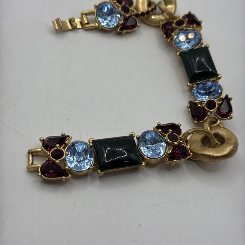Talbots Gold and Blue Bracelet with Organic Design and Sparkling Gemstones vtg